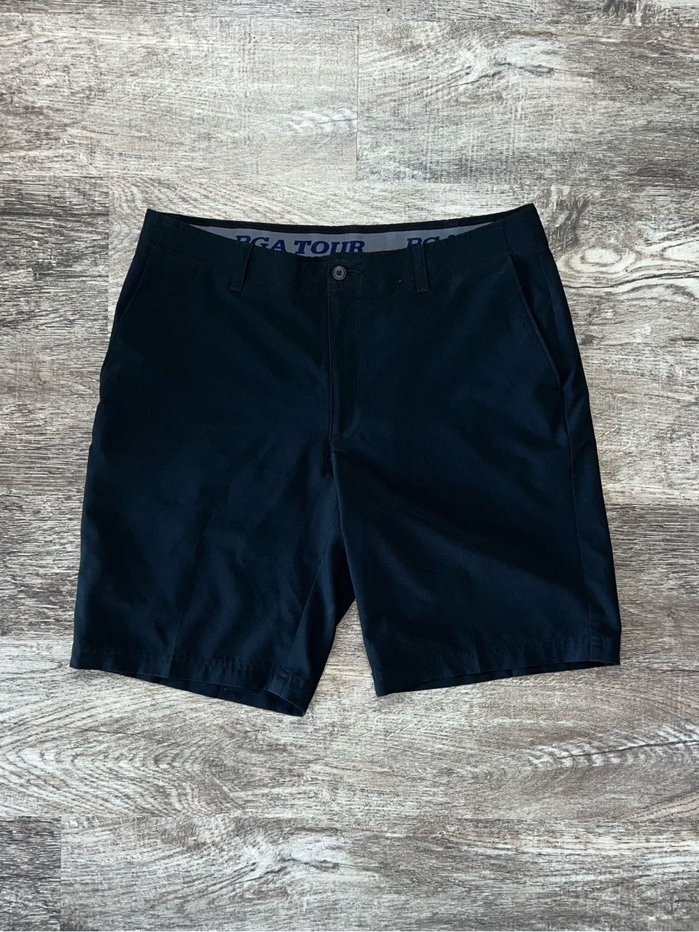PGA Tour Black Activewear Flat-Front Preppy Golf Shorts Men’s Size 36 Waist